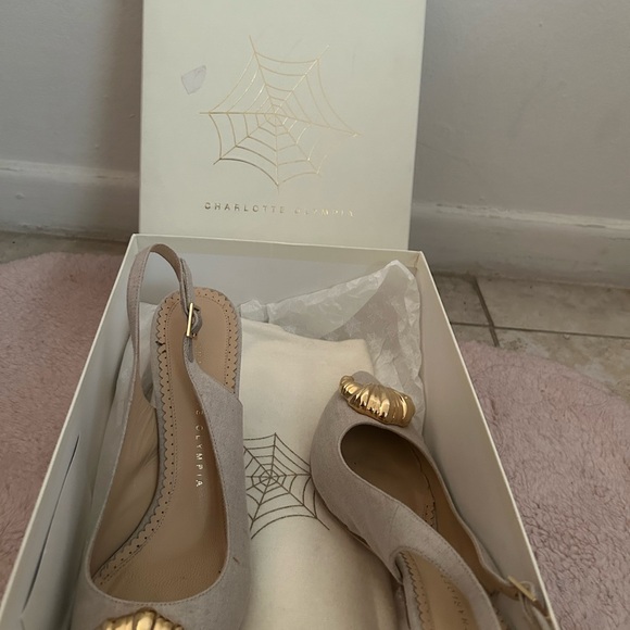 Charlotte Olympia Gray Slingback Heels - Picture 2 of 15